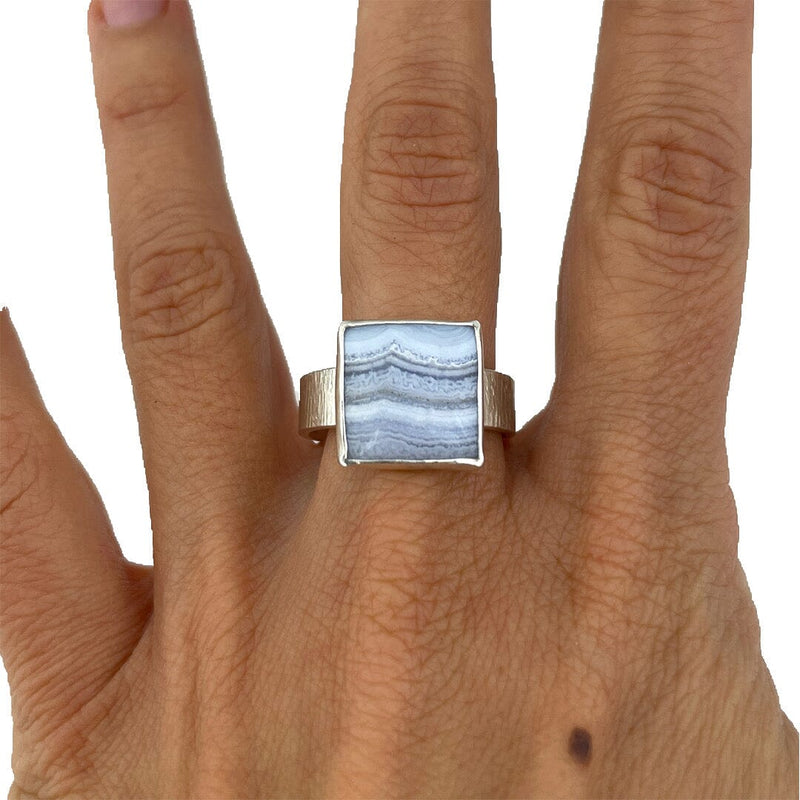 Blue Lace Agate Ring - Size 11.25 Stone Rings Vikse Designs 