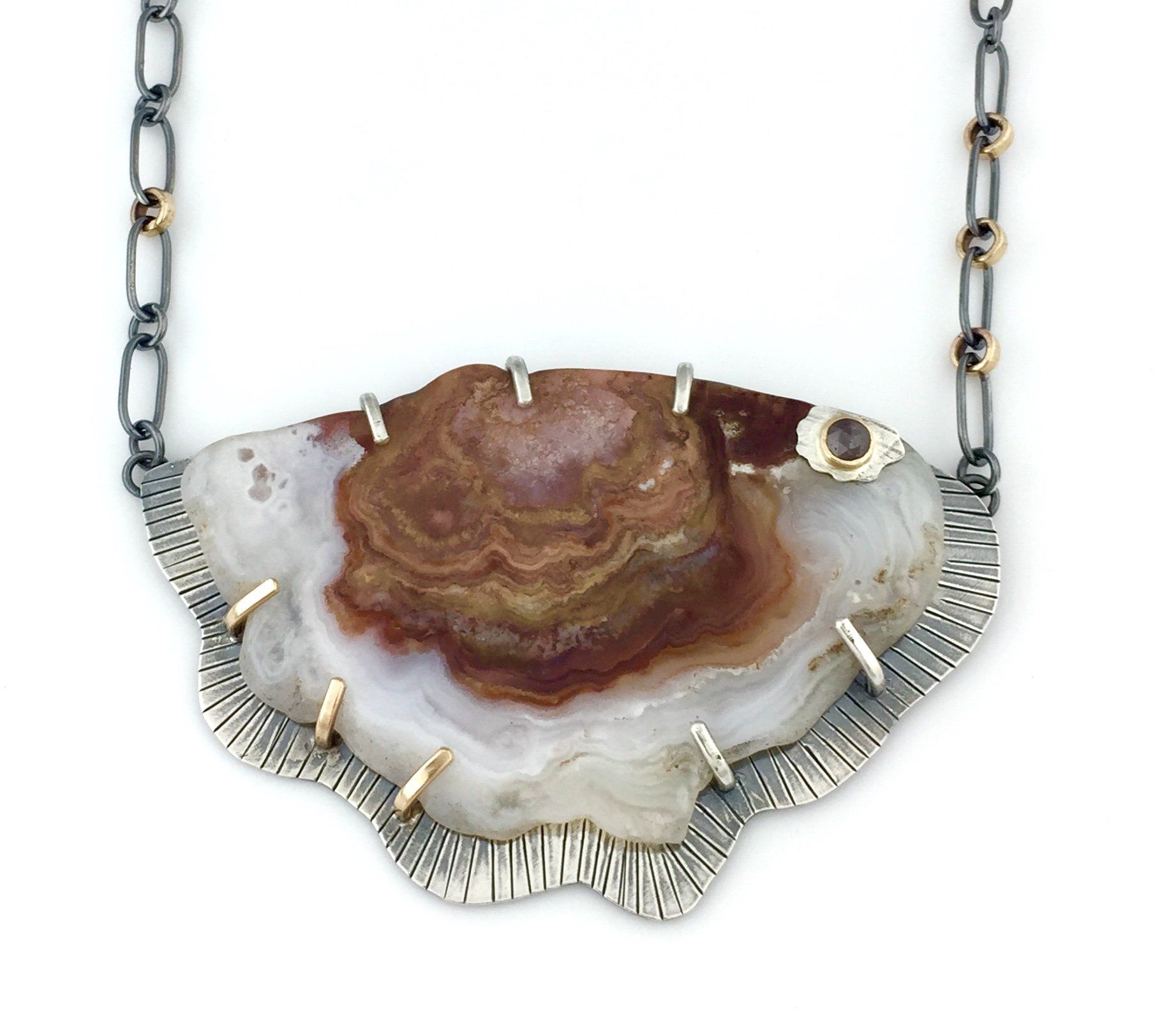 Crazy Lace Agate and Diamond Necklace – Vikse Designs