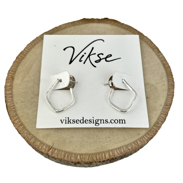 Tiny Pointy Hoops Silver Earrings Vikse Designs 