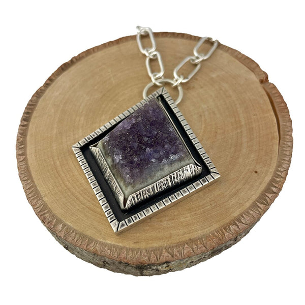 Amethyst Druzy Necklace Necklaces Vikse Designs 