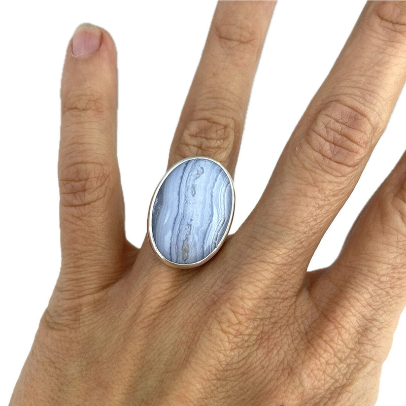 Blue Lace Agate Ring - Size 6.75 Stone Rings Vikse Designs 