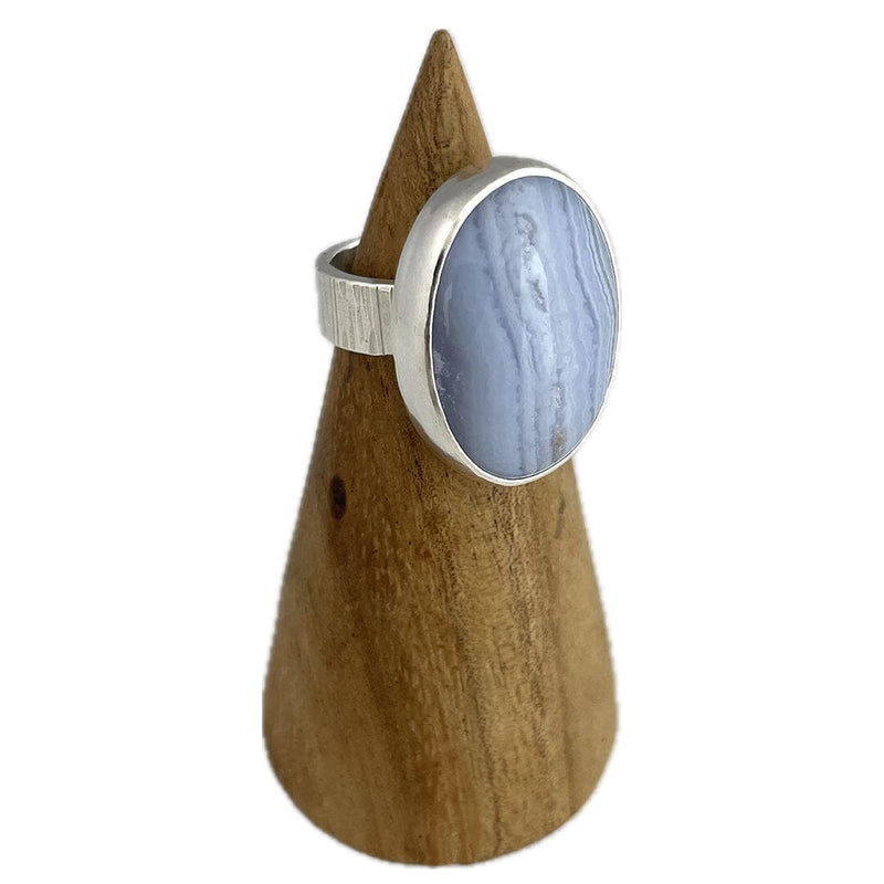 Blue Lace Agate Ring - Size 6.75 Stone Rings Vikse Designs 