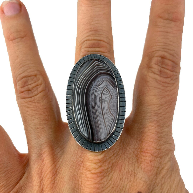 Botswana Agate Ring - Size 8 Stone Rings Vikse Designs 