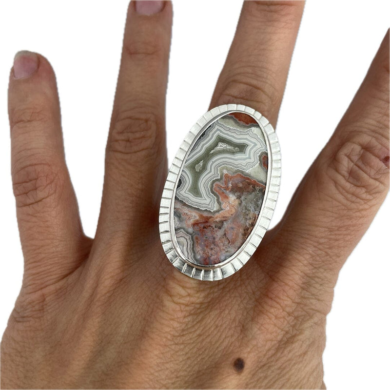 Crazy Lace Agate Ring - Size 7.75 Stone Rings Vikse Designs 