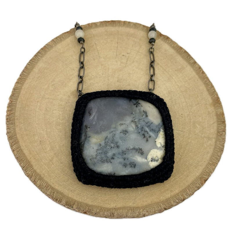 Dendritic Opal with Crocheted Bezel Necklaces Vikse Designs 