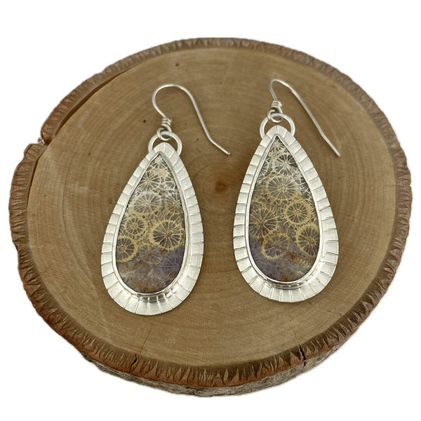 Fossil Coral Earrings Stone Earrings Vikse Designs 