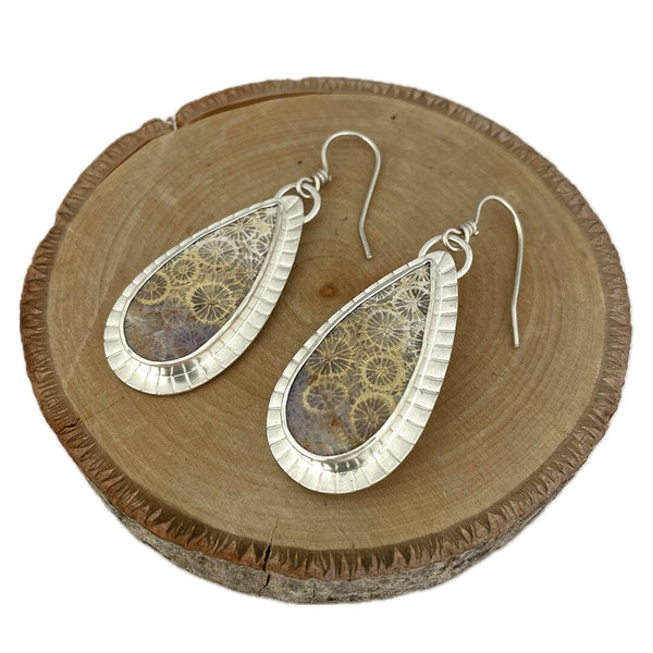 Fossil Coral Earrings Stone Earrings Vikse Designs 