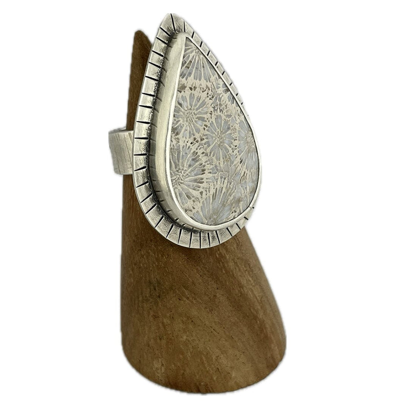 Fossil Coral Ring - Size 8 Stone Rings Vikse Designs 