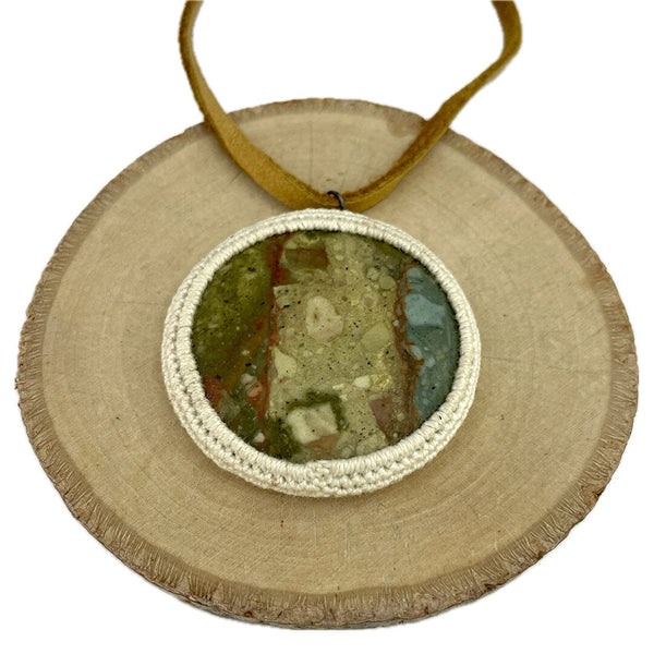 Jasper Pendant with Crocheted Bezel Necklaces Vikse Designs 