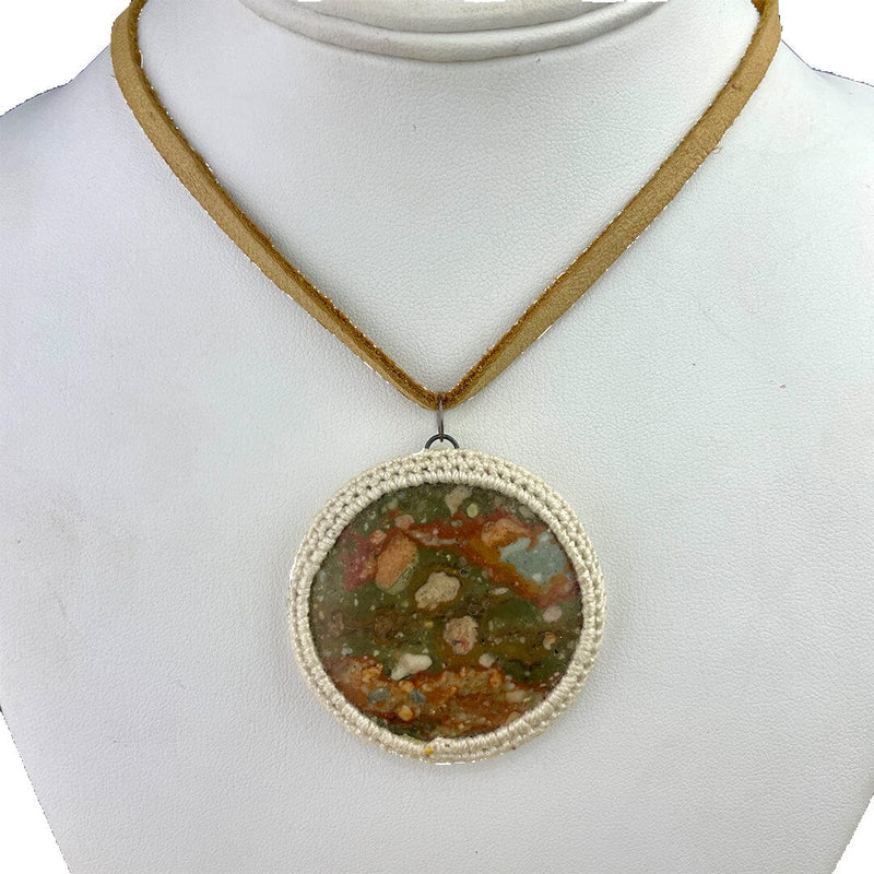 Jasper with Crocheted Bezel Necklaces Vikse Designs 