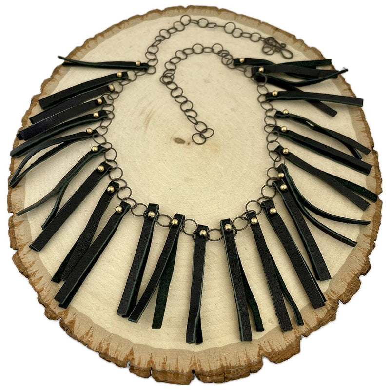 Leather Tassel Necklace Necklace Vikse Designs 