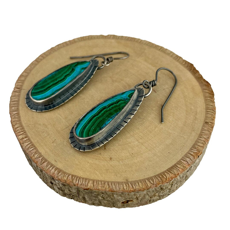 Malachite Chrysacolla Earrings Stone Earrings Vikse Designs 