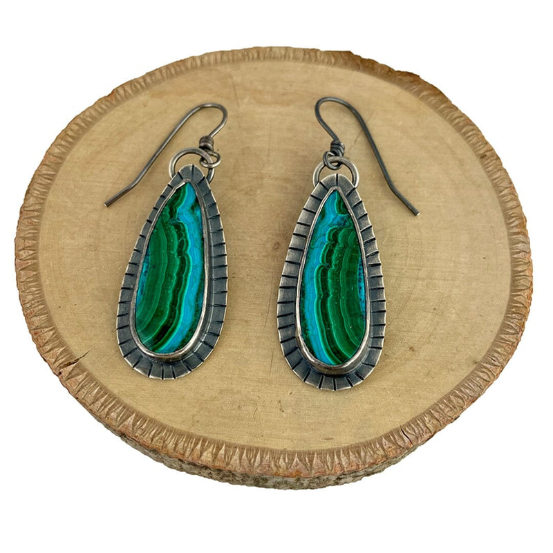 Malachite Chrysacolla Earrings Stone Earrings Vikse Designs 