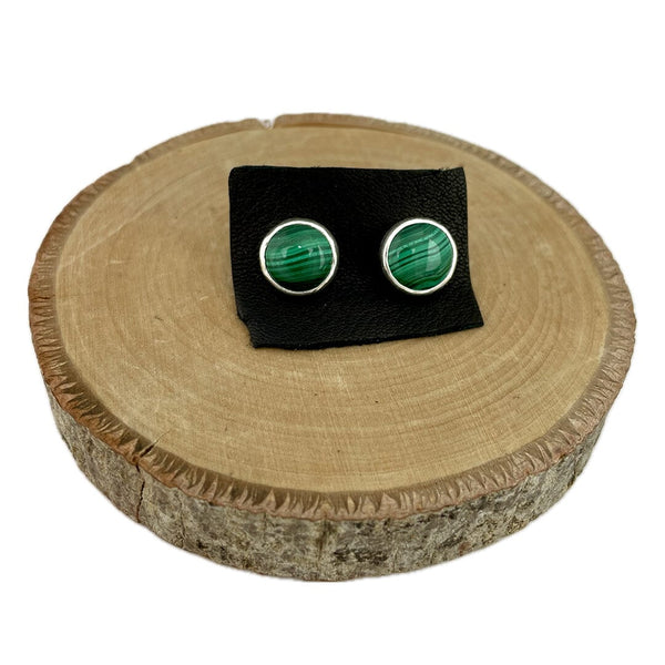 Malachite post earrings Stone Earrings Vikse Designs 