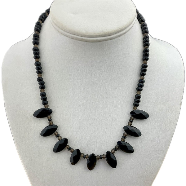 Onyx and Smoky Quartz necklace Necklace Vikse Designs 