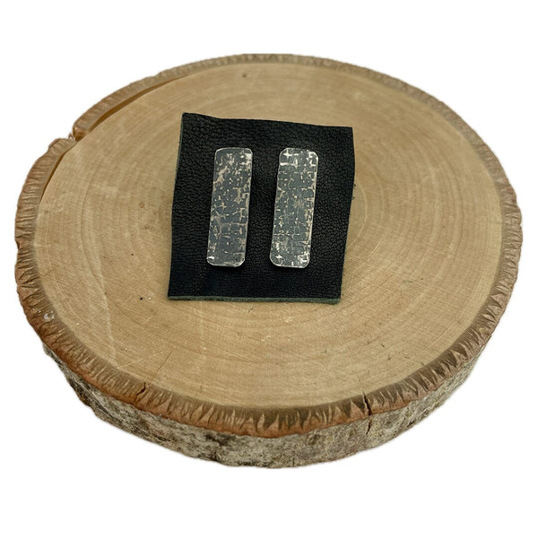 Oxidized Rectangle Earrings Silver Earrings Vikse Designs 