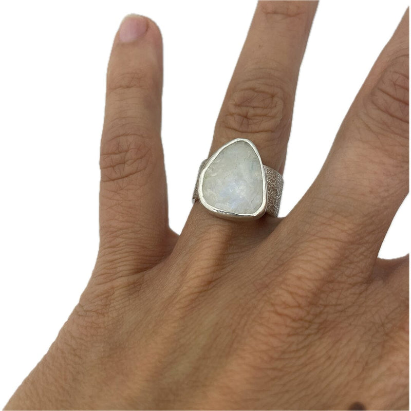 Rainbow Moonstone Ring - Size 6.75 Stone Rings Vikse Designs 