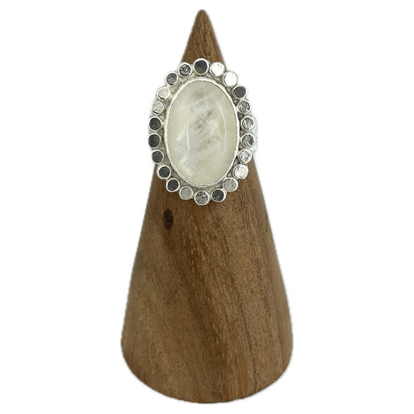 Rainbow Moonstone Ring - Size 8 Stone Rings Vikse Designs 