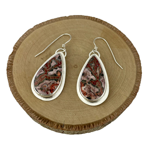 Red Leopardskin Jasper Earrings Stone Earrings Vikse Designs 