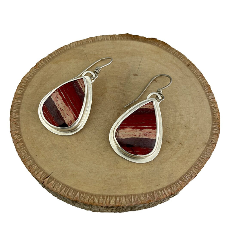 Red Snakeskin Jasper Earrings Stone Earrings Vikse Designs 