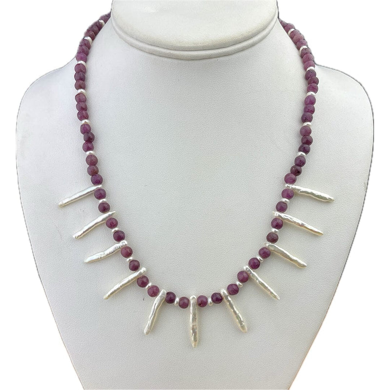 Ruby and Pearl Necklace Necklace Vikse Designs 