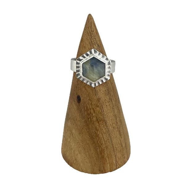 Sapphire Hexagon Ring - Size 7.5 Stone Rings Vikse Designs 