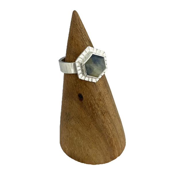 Sapphire Hexagon Ring - Size 7.5 Stone Rings Vikse Designs 