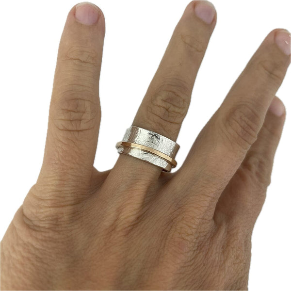 Spinner Ring with 14k gold - Size 7.5 Silver Rings Vikse Designs 