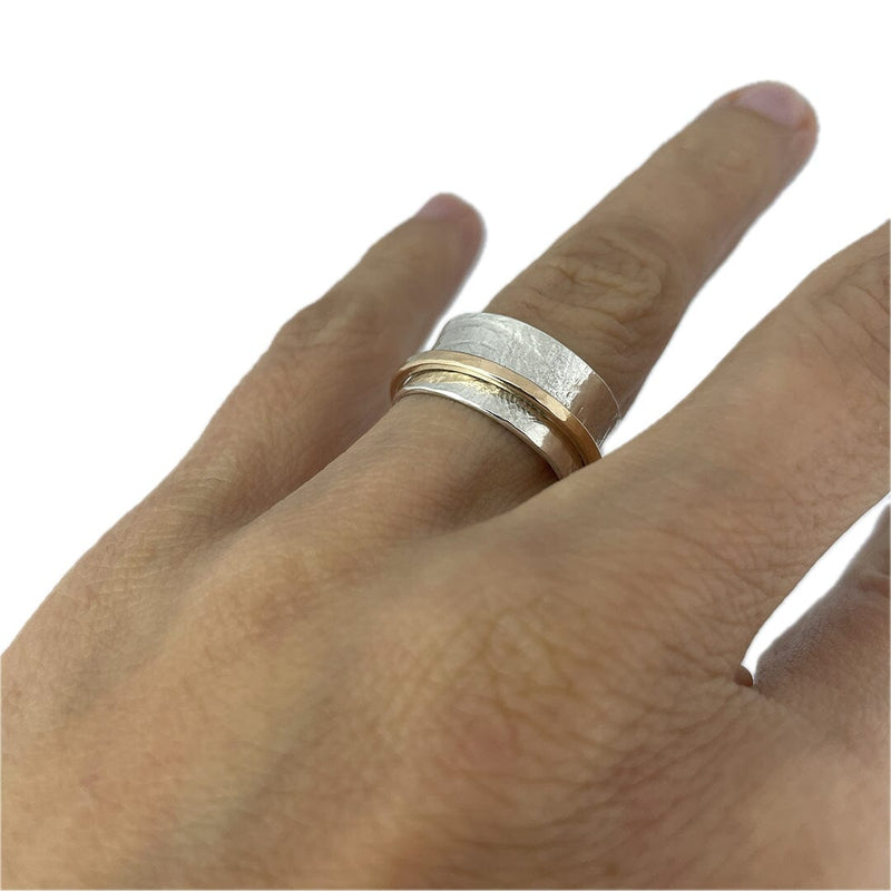 Spinner Ring with 14k gold - Size 7.5 Silver Rings Vikse Designs 