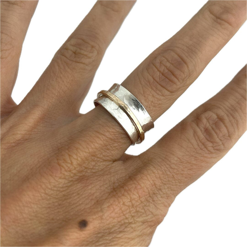 Spinner Ring with 14k gold - Size 8.5 Silver Rings Vikse Designs 