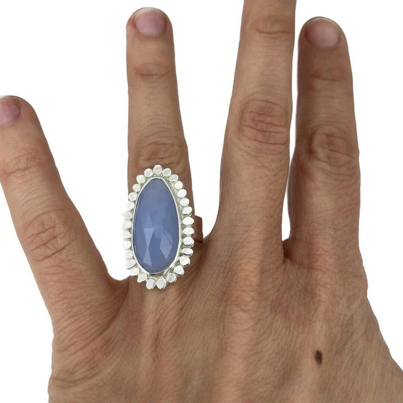 Blue Chalcedony Statement Ring - Size 7 Stone Rings Vikse Designs 