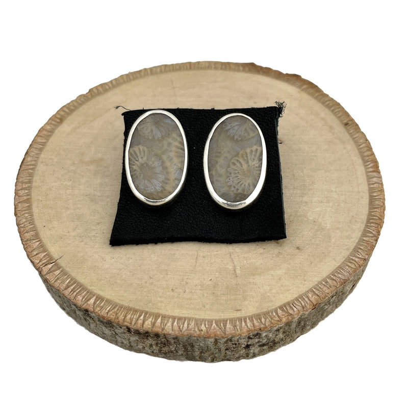 Fossil Coral Post Earrings Stone Earrings Vikse Designs 