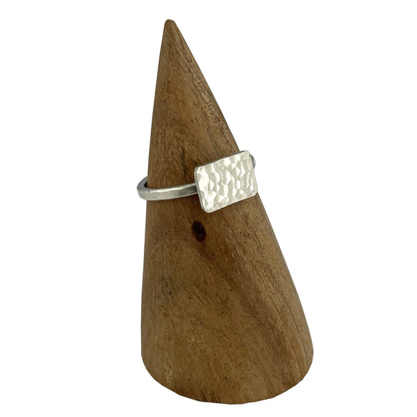 Hammered Rectangle Ring Silver Rings Vikse Designs 