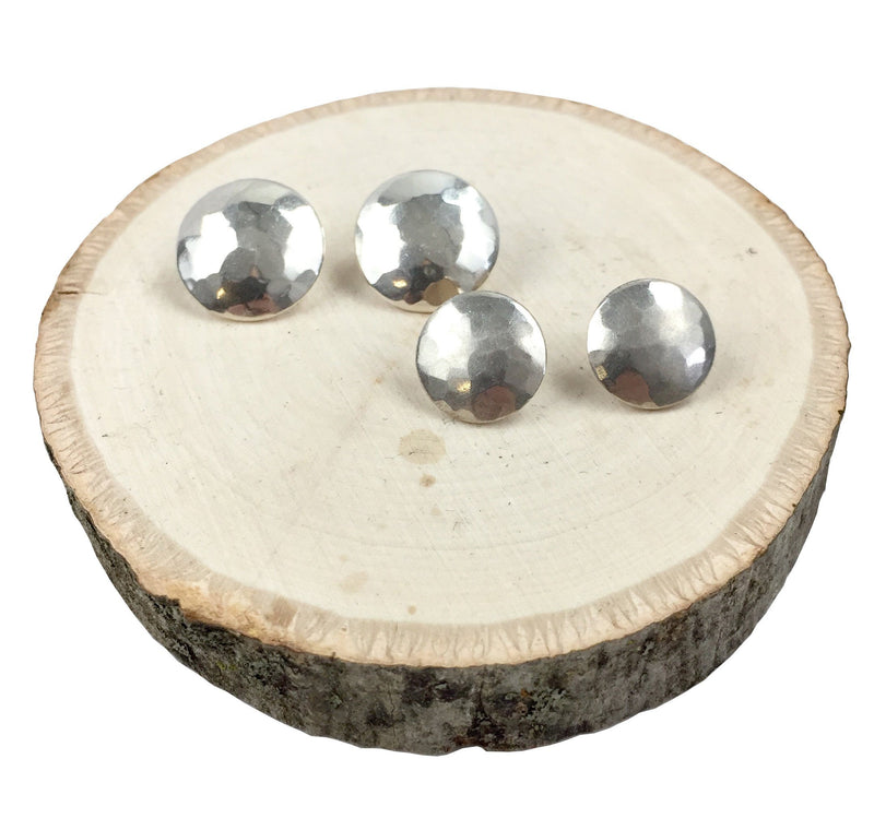 hammered silver button earrings