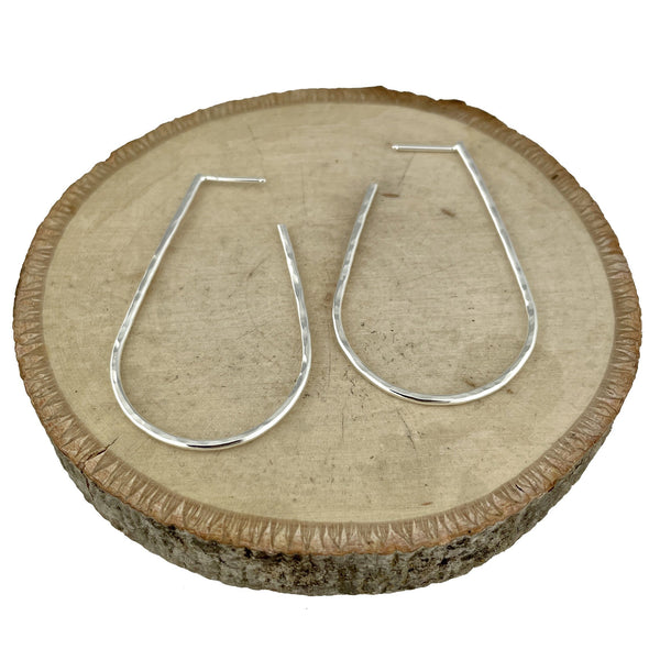 Medium Teardrop Hoops Silver Earrings Vikse Designs 