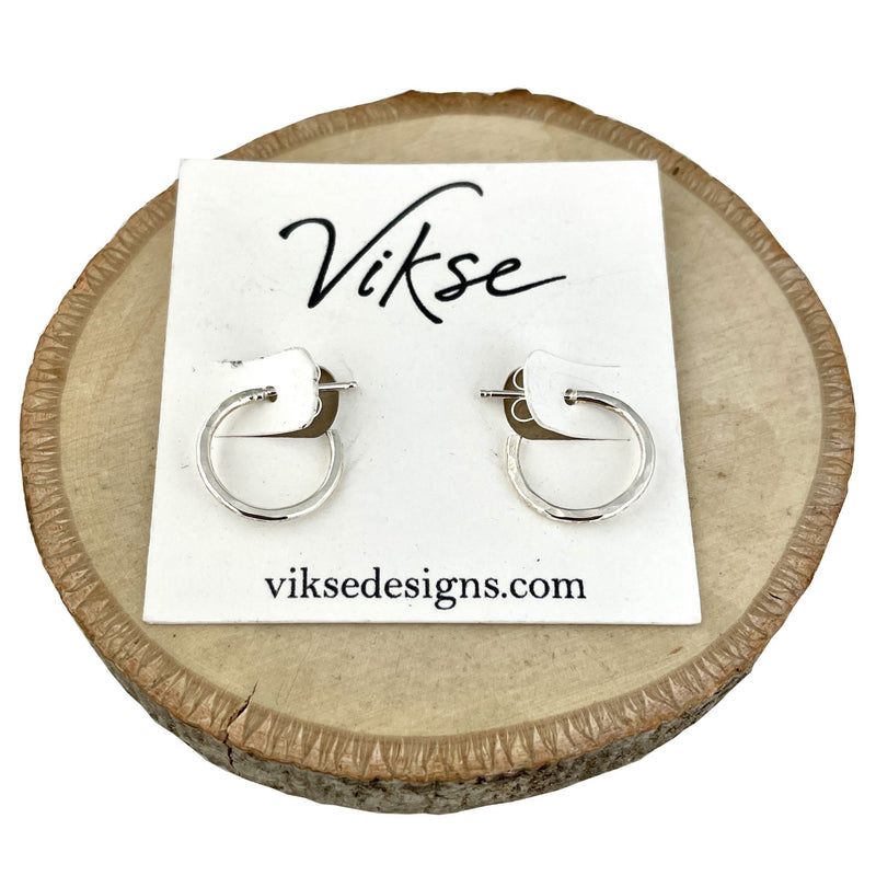 Tiny Round Hoop Earrings Silver Earrings Vikse Designs 